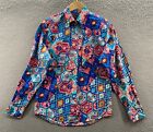 Vintage Frontier Series Wrangler Top Womens Small Blue Pink Western Aztec Tribal