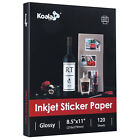 Koala Sticker Paper for Inkjet 120 Sheet 8.5x11 Glossy Sticker Photo Paper Label