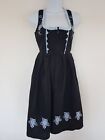 Vintage Dress Black Blue Oktoberfest Dirndl Milkmaid Corset Folk Retro Size 6 8