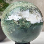 853g Natural Moss Agate Ball Quartz Crystal Sphere Reiki Meditation Decoration