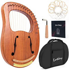 16 Metal Strings Iron Saddle Mahogany Lyre Harp with Wrench, Extract Strings