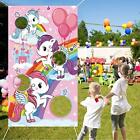 Unicorn Toss Games Banner，Cute Unicorn Party Cornhole Game with 4 Bean Bags f...