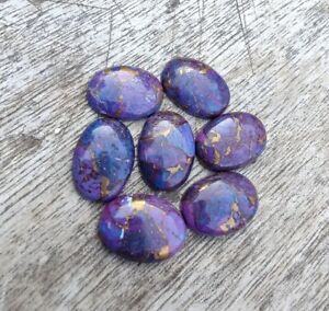 Natural Purple Copper Turquoise Oval Cabochon Flat Back Calibrated Loose Gemston