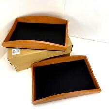 New Rolodex Executive Sanford Line Legal Size Desk Tray Cherry Wood Lot Of 2