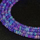 Purple Opal Natural Ethiopian Welo Fire Opal 3-4MM Gemstone Beads Necklace S861