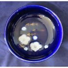 Cobalt Blue White Cherry Blossom Gold Accents Vintage Pottery Bowl Unsigned GUC