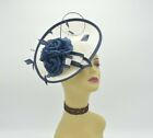 M8184(Ivory/Navy)KentuckyDerby Church Wedding Easter TeaParty Sinamay Fascinator