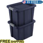 2 Piece 18 Gal Latching Stackable Plastic Storage Box Bins Tote Container w/Lid