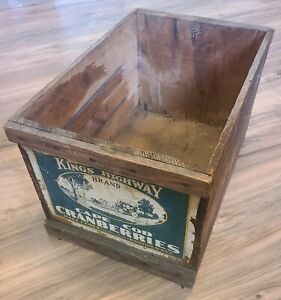 King's Highway Cranberries Hall & Cole Boston Mass vintage wood crate