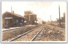 Little York~Train Approach~Railroad Depot~Grain Tower~RPPC 1908 Eleanor~Rozetta