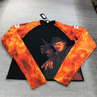 Hood By Air Shirt Mens Large Freddy VS Jason Fire Flame Sleeve Black Tee Casual