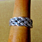 12 DIAMOND BAND RING / WEDDING RING  CELTIC KNOT STERLING SILVER N1/2 USA 6.75