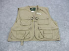 VINTAGE Orvis Vest Mens Extra Small Brown Khaki Fishing Utility Full Zip Outdoor