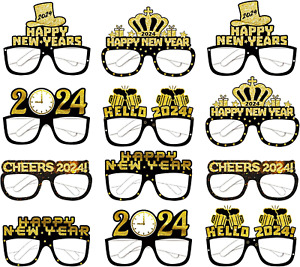 12 Pieces 2024 Happy New Year Glasses New Years Decorations 2024 New Years Eve P