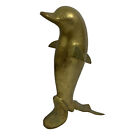 Brass Dolphin Standing Sculpture 11” Tall Large Vintage