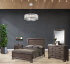 Kings Brand - Black/Brown King Size Bedroom Set Bed Dresser Mirror & Nightstand