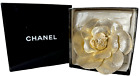 Authentic CHANEL Gold Fabric Camellia Brooch Pin Vintage 1982 France