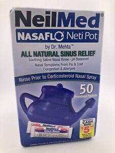 NeilMed NasaFlo Neti Pot with 50 Premixed Packets Sinus NEW9/2027
