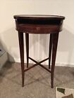 Vintage Antique Inlaid Round Accent End Table Lamp Table
