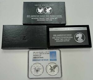 2021 W/S American Silver Eagle Type 1 & T2 Coin NGC PF70 Reverse Proof Set