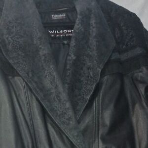 Wilson Leather Women's Trench Coat with Liner Size Small Braided Floral Long Pat