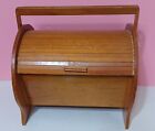 Vintage 1960s Mid Century Roll Top Sewing Box Wooden