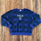 Yale University Sweatshirt Men's L Blue Crest Logo Embroidered Plaid Y2K