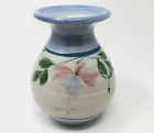 Studio Pottery Small Vase Hand Painted Floral Artisan Signed Cottagecore Shabby
