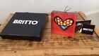 ROMERO BRITTO Giftcraft  Square Glass Heart Paperweight in Original Box & Tags