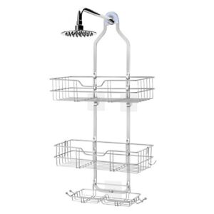 3-Layer Bathroom Over Head Shower Caddy Basket & Storage Rack Shelf with Hooks