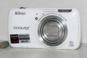 New ListingGreat Looking White Nikon COOLPIX S800c 16MP Digital Camera with Battery Tested