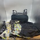 Thirty-One Black Skirt Purse & Cover Lot (6) Should Strap Floral Polka Dot Denim