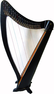 22 Strings round BLACK Lever Solid Wood Celtic Irish Rosewood Harp