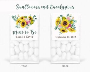 24ct Tic Tac Labels -Mint to Be Sunflowers and Eucalyptus Candy Wedding Favors