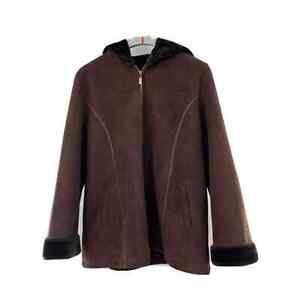 Vintage Marvin Richards Brown Faux Fur Lined Faux Sude Warm Winter coat Jacket M