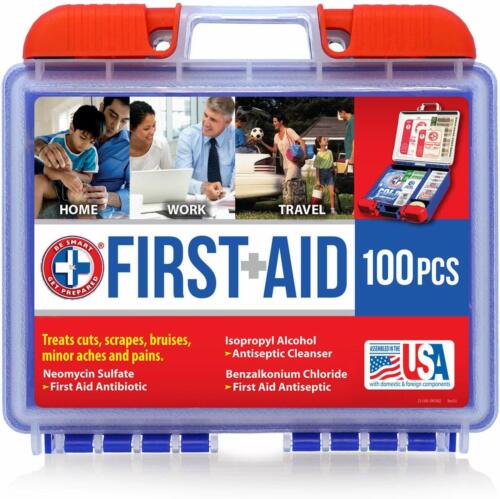 First Aid Kit Emergency Box Home Office Travel Car Vehicle Camping - 100 Pieces
