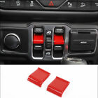 Red ABS Car Window Lift Switch Button Sequin Trim Fit For 2020 Jeep Gladiator JT (For: Jeep Gladiator)