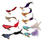 LOT Clip On Glass Bird Christmas Ornaments Feather Tails OWC 9pcs