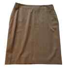 AKRIS Brown Straight Skirt Wool Lined Pockets Designer Workwear US 14 F 46 EUC