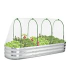 Raised Garden Bed with Greenhouse Galvanized Planter Box with 2 Greenhouse