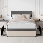 Full Queen Size Bed Frame with Upholstered Headboard 2 Storage Drawers Platform