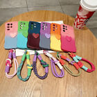 For Samsung Galaxy S24 S23 S22 S21 S20 FE Cute Two-Color With Lanyard Phone Case