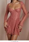 Oh Polly long sleeve embellished corset mini dress US size 6 in Terracotta