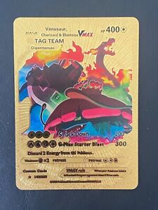 Pokémon Venusaur Charizard Blastoise Gigantamax VMax Tag Team Gold Card 143/200