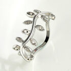 Rhodium Plated Ring for Women Cubic Zirconia Leaf shape Wedding jewelry