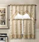 VCNY Daphne Embroidered Kitchen Curtain Set - Assorted Colors