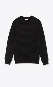 SAINT LAURENT 990$ Black Striped Sailor Knit Sweater - Wool & Mohair