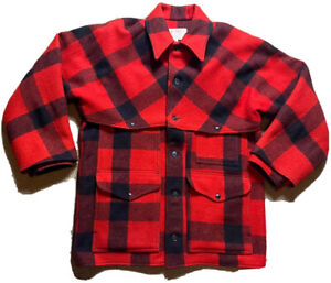 Vintage Filson Double Mackinaw Men’s Buffalo Plaid Red Wool Jacket Size 40