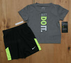 Nike Baby Boy 2 Piece T-Shirt & Shorts Set ~ Gray, Black, Volt & White ~ DRI-FIT