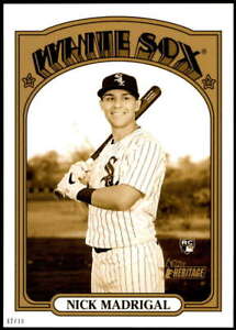 Nick Madrigal 2021 Topps Heritage 5x7 Variations Gold #187A /10 White Sox Action
